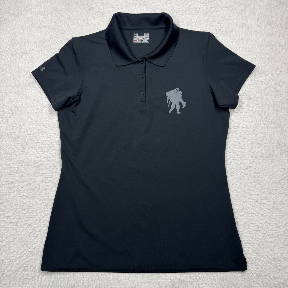 Under Armour Polo Shirt Wounded Warrior Project Embroidered Black Women's Size L